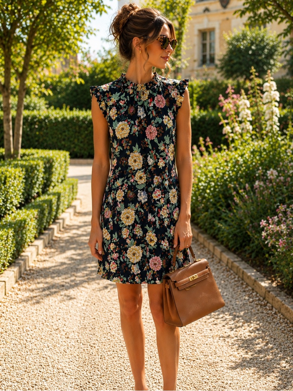 Tommy Hilfiger Sleeveless Navy Blue Floral Shift Dress - Elegant Garden Print